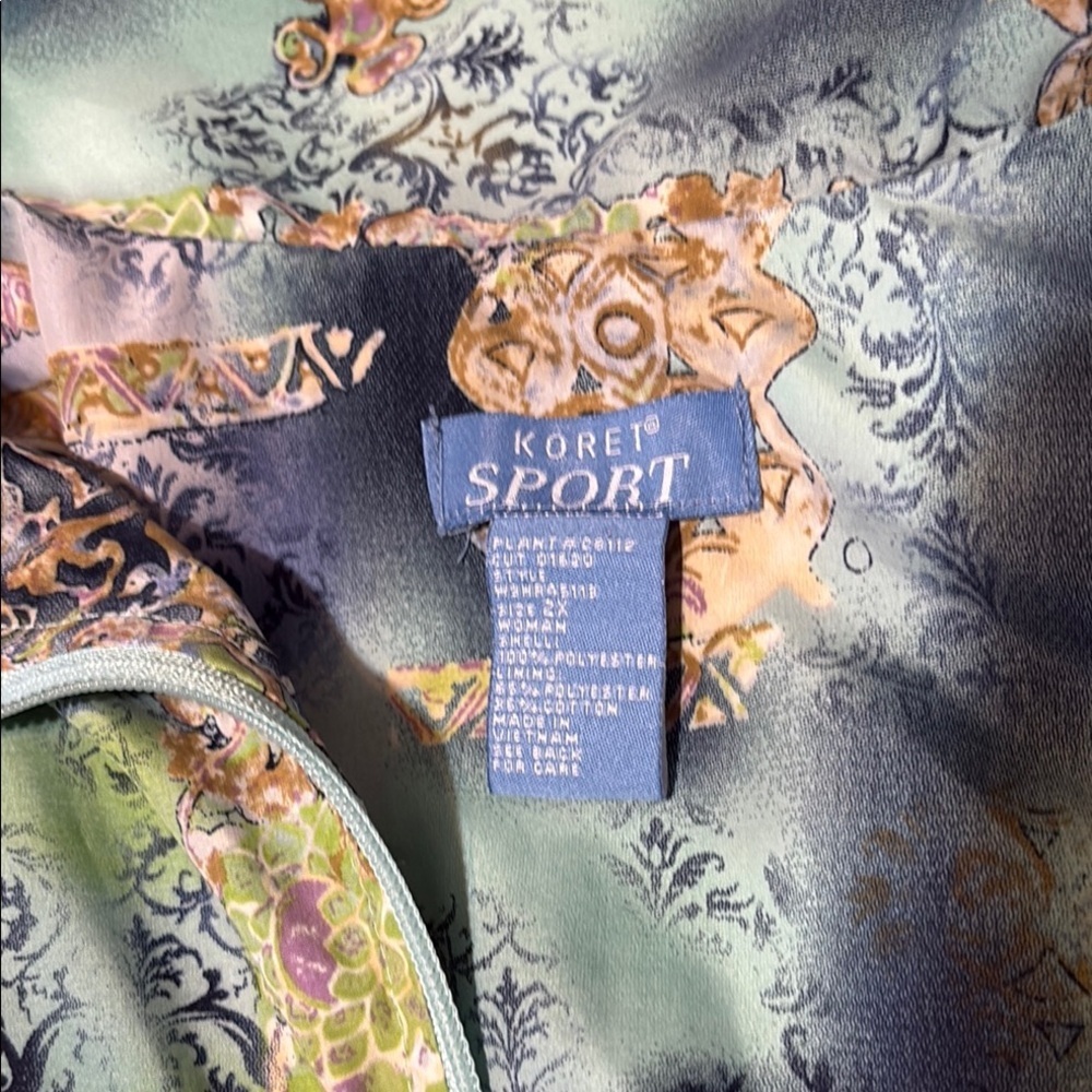 Koret Sport Vintage Y2K Zip Up Jacket 2X Baroque Watercolor Print Windbreaker - Picture 3 of 6